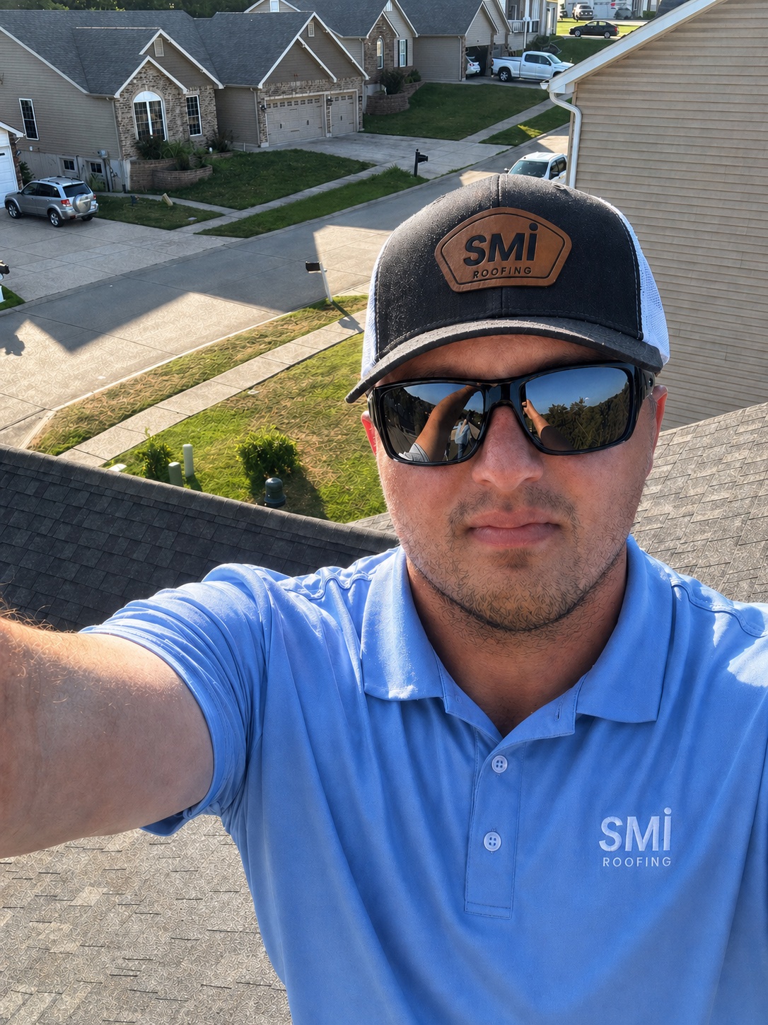 Cory from SMI Roofing on a roof inspection